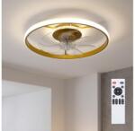 Brilagi - Ventilator de tavan LED dimabil, 66 W, 230 V, 55 cm, alb/auriu + telecomandă (BG4017)