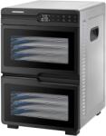 Heinner Heiner DualDry Pro HFD-KDDB1200BKSS gyümölcs- és zöldségaszaló, 1000-1200 W, LED kijelző és érintőképernyős vezérlés, dupla rekeszes, 12 rozsdamentes acél tálca, 2 gyümölcstekercs tálca, 2 kis rácsos 