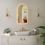 Fluminia Oglindă, Fluminia Cosimo Bronze, cu led, dezaburire, ceas și bluetooth, 50x100 cm, lumină Internă și ambientala, ramă bronz (HF18-BZ-100)