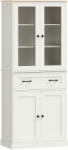 HOMCOM Mobilier Auxiliar de Bucătărie cu 2 Uși din Acrilic Sertar Mare Rafturi Reglabile 76x40x182, 5 cm Crem | Aosom Romania (835-602V92CW)