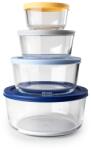 IBILI Set 4 Capace Eco IBILI din Borosilikat cu Capac din Plastic, Diverse Dimensiuni (689200)