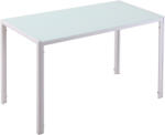 HomCom Masă Dreptunghiulară pentru 4 Persoane din Metal și Sticlă Securizată, 120x60x75 cm, Alb | Aosom Romania (835-479WT)