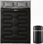 Outsunny Sac de Dormit Dublu pentru Adulți, Matrimonial pentru 2 Persoane, Ușor cu 2 Perne, pentru Climat Rece și Cald, Camping, Drumeții, Rucsac, Negru | Aosom Romania (A20-587V01BK) Sac de dormit