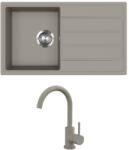 Evido Easy 45S gránit mosogató, 760 x 440 mm, platina + EVIDO LANA csaptelep, platina (442068SET) - aquamixwebaruhaz