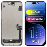JK Display cu Touchscreen JK pentru Apple iPhone 15 Plus, cu Rama, Versiune LCD In-Cell IC Movable, Negru - gsmboutique