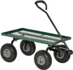 Outsunny Cărucior de grădină din oțel cu capacitate de 150 kg și mâner acoperit, 94x48.5x100 cm, negru și verde