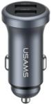 USAMS CC320 Autós töltő 2xUSB 2.4A szürke (CC320)