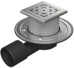 MCH Chudej Sifon pentru dus fara cadita cu evacuare laterala D50 75 cu flotor antimiros, cadru si gratar de inox tip LABYRINTH 125X125 mm (MCH.L1388NBX)