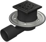 MCH Chudej Sifon pentru dus fara cadita cu evacuare laterala D50 75 cu flotor antimiros, cadru plastic si gratar de inox tip FACE BLACK 125x125 mm (MCH.F1388BXC)