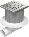 MCH Chudej Sifon de pardoseala Neptun iesire orizontala D50 H reglabil cu gratar de inox LABYRINTH 122X122 mm si guler (MCH.L1425NXL)