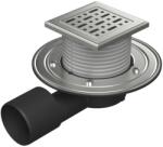 MCH Chudej Sifon pentru dus fara cadita cu evacuare laterala D50 75 cu flotor antimiros, cadru si gratar de inox tip face 125X125 mm (MCH.F1388NBX)