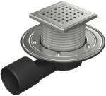 MCH Chudej Sifon pentru dus fara cadita cu evacuare laterala D50 75 cu flotor antimiros, cadru si gratar de inox tip gate 125X125 mm (MCH.G1388NBX)