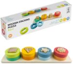 HomeandMode Montessori geometriai formák kirakó játék, 9 db-os, fa, 30x7x4.5 cm (HT1000060)
