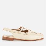 Hereu Roqueta Leather T-Bar Sling Back Flats - Cream