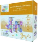 Cleverclixx Joc magnetic Circuit pastel cu bile - 70 Piese, Cleverclixx (CC-1002) - infant Jucarii de constructii magnetice