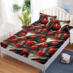 Super Design Pucioasa Cearceaf cu Elastic și 2 Fețe Pernă din Finet pentru Pat Matrimonial-HFC 185