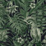  As-Creation Greenery 37210-1 Natur trópusi dzsungel életkép madarakkal fekete zöld tapéta (37210-1)