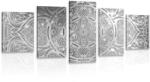 Dovido Tablou 5-piese Mandala indiană cu un fundal galactic în design alb-negru - 100x50