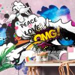 Dovido Tapet ochiul graffitti albastru - 98x66