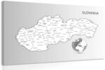 Dovido Tablou hartă alb-negru a Republicii Slovace - 120x80