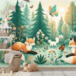 Dovido Tapet animale de pădure în culori pastelate - 245x165