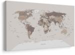 Dovido Tablou pe plută hartă mondială în nuanțe de bej - 90x60 wooden