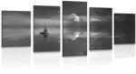 Dovido Tablou 5-piese barcă la mare în design alb-negru - 200x100