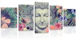 Dovido Tablou 5-piese Budha pe un fundal exotic - 100x50