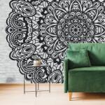 Dovido Tapet autoadeziv Mandala florală în alb-negru - 294x270