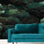 Dovido Tapet abstracție unică în verde-auriu - 245x165