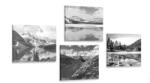 Dovido Set tablouri peisaje montane fermecătoare în design alb-negru - 4x 60x60