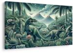 Dovido Tablou dinozauri în junglă cu vulcani - 90x60