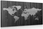 Dovido Tablou harta pe lemn în design alb-negru - 60x40