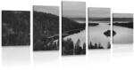 Dovido Tablou 5-piese lacul la apus de soare în design alb-negru - 200x100