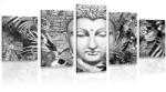 Dovido Tablou 5-piese Budha pe un fundal exotic în design alb-negru - 200x100
