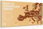 Dovido Tablou hartă educațională cu denumirile tărilor din uniunea europeană în nuanțe de maro - 120x80