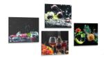 Dovido Set tablouri vin și bucăți de fructe pe fundal negru - 4x 60x60