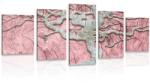 Dovido Tablou 5-piese copacul abstract pe lemn cu contrast roz - 200x100