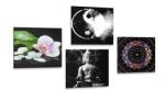 Dovido Set tablouri Feng shui pe fundalul negru - 4x 60x60