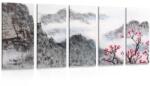 Dovido Tablou 5-piese peisaj chinezesc în ceață - 150x75