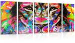 Dovido Tablou 5-piese cap de leu colorat - 150x75
