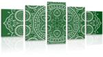 Dovido Tablou 5-piese Mandala etnică fină în design verde - 150x75