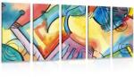 Dovido Tablou 5-piese artă abstractă viu colorată - 200x100
