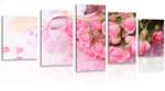 Dovido Tablou 5-piese buchet romantic de trandafiri roz - 150x75