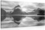 Dovido Tablou răsărit de soare frumos în Noua Zeelandă în design alb-negru - 60x40