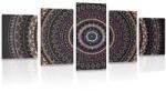 Dovido Tablou 5-piese Mandala cu modelul de soare în nuanțe de violet - 100x50