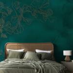 Dovido Tapet flori aurii pe verde smarald - 98x66