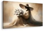 Dovido Tablou siluetă de femeie cu flori - 90x60