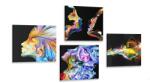 Dovido Set tablouri abstracția colorată pe fundalul negru - 4x 40x40