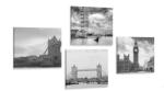 Dovido Set tablouri Londra misterioasă în design alb-negru - 4x 60x60